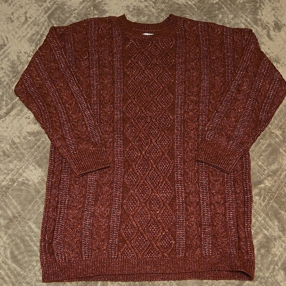 New American Eagle Outfitters Brown Red Dress Cable Knit Design Size Small - Picture 1 of 4